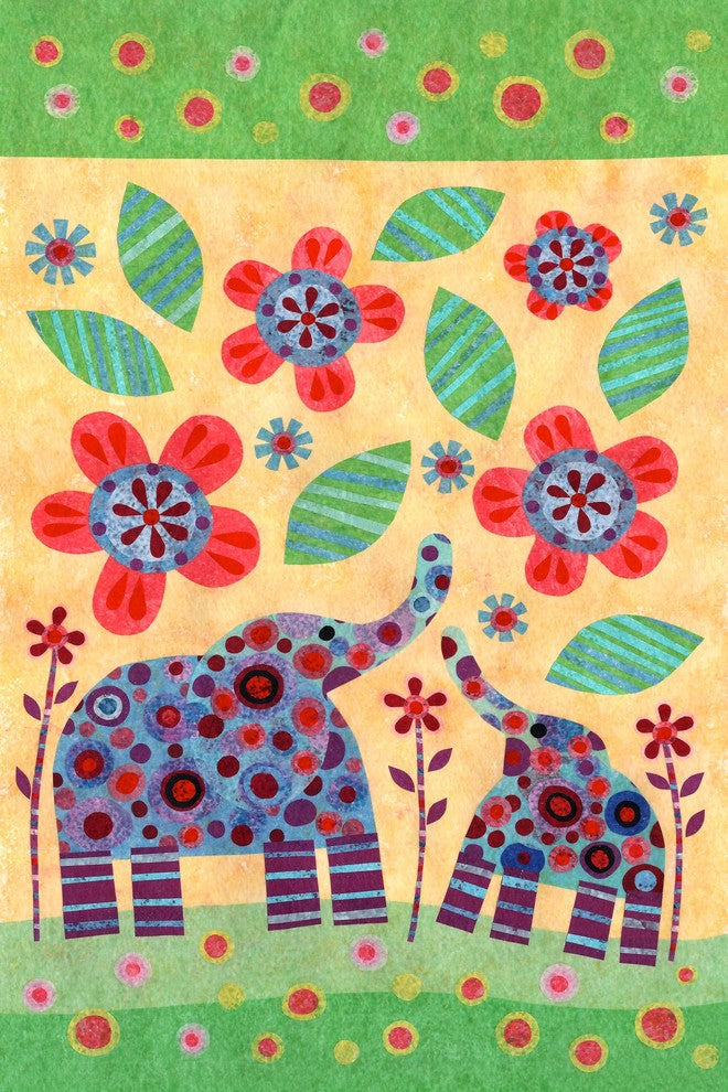 "Elephant Pair" Painting Print on Wrapped Canvas, 40"x60"