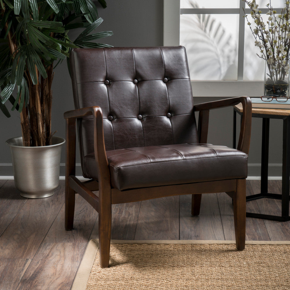 GDF Studio Callisto Mid Century Modern Fabric Club Chair, Brown