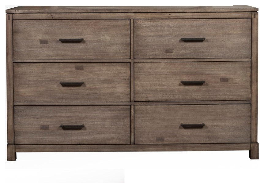 Benzara BM171886 Capacious 6 Drawer Dresser Mahogany Wood, Brown