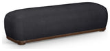 Calum Upholstered Bench, Black, Chenille Fabric, Brown Walnut Finish