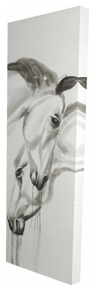 Black/White Horses Print on Wrapped Canvas