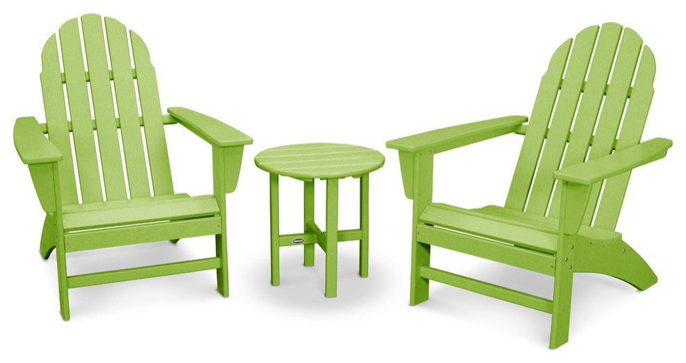 Polywood Vineyard 3-Piece Adirondack Set, Lime