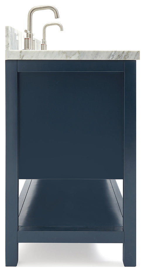 Magnolia 61" Oval Sinks Bath Vanity, 1.5" Carrara Marble