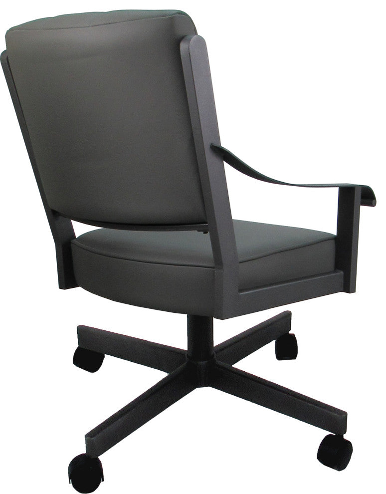 Leather Memphis Dining Caster Chair Swivel Tilt with Wheels, Gray Leather on Gray