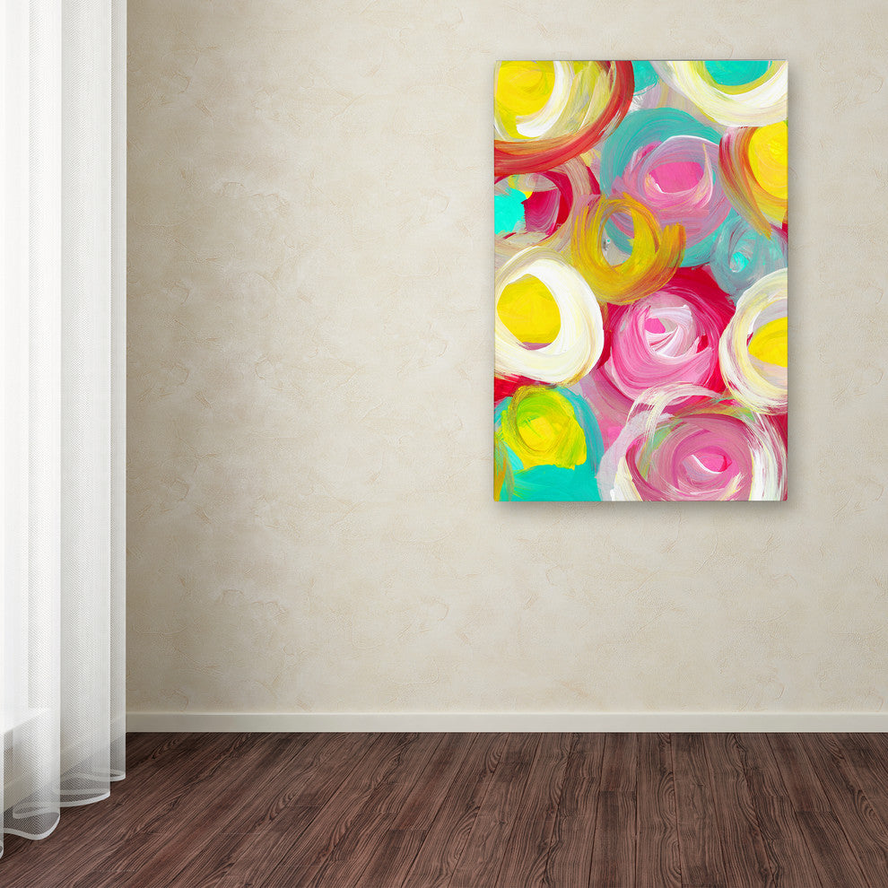 'Rose Garden Circles Vertical 1' Canvas Art, 24x16