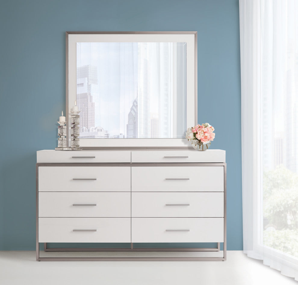 Marquee Dresser with Mirror - Cloud White