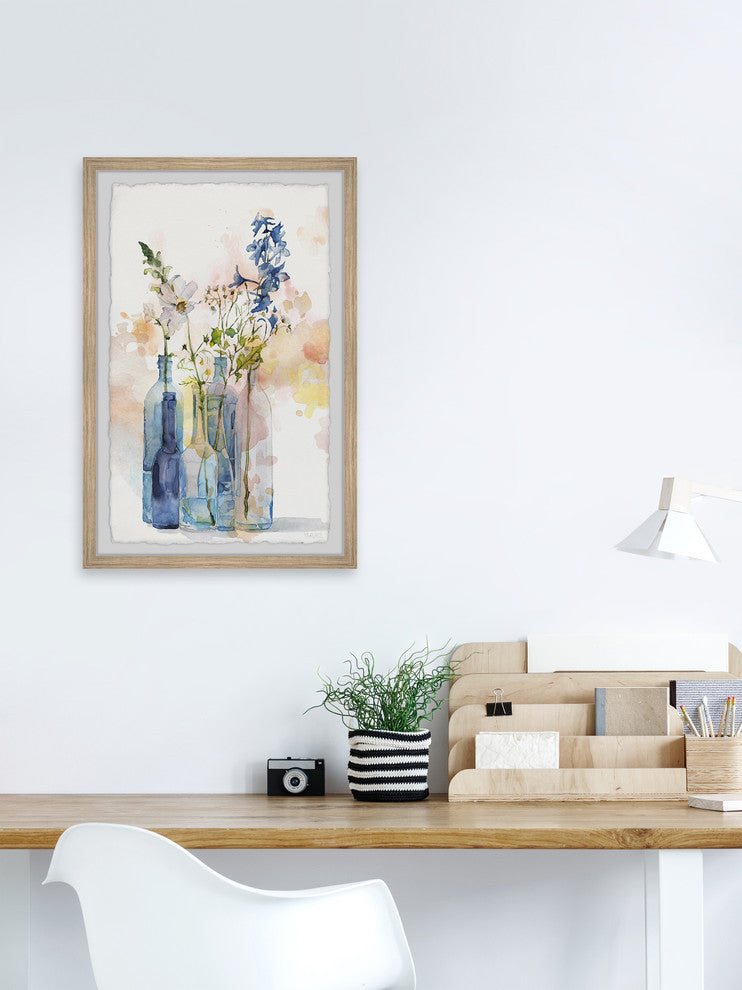 "Bottle Blues" Framed Painting Print, 8"x12"