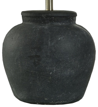 Arlo Cotta Rustic Cement Table Lamp Matte Black Finish Off-White Shade