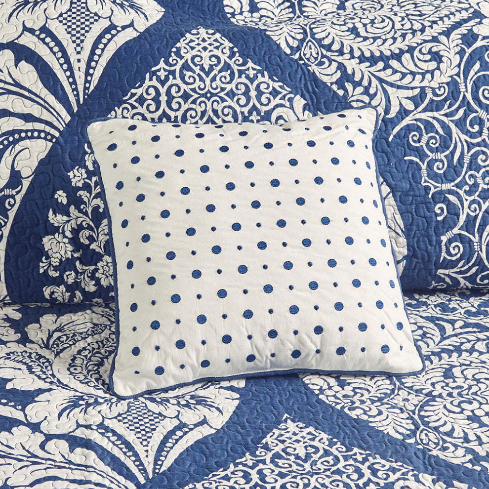 Madison Park Vienna 6 Piece Printed Cotton Quilt Set With Throw Pillows