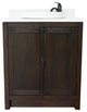 30" Single Vanity, Brown Ash, White Engineered Stone Top, Round