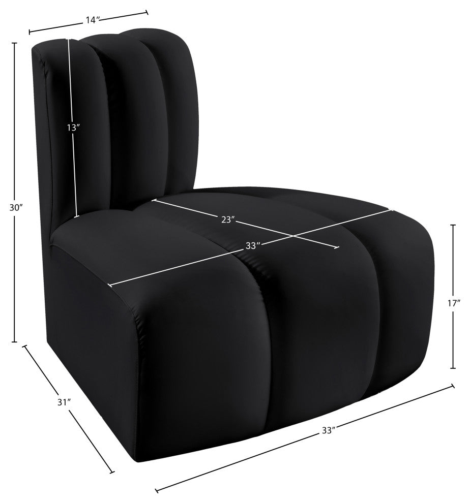 Arc Upholstered Modular Component, Black, 1-Piece: Reverse Corner, Vegan Leather