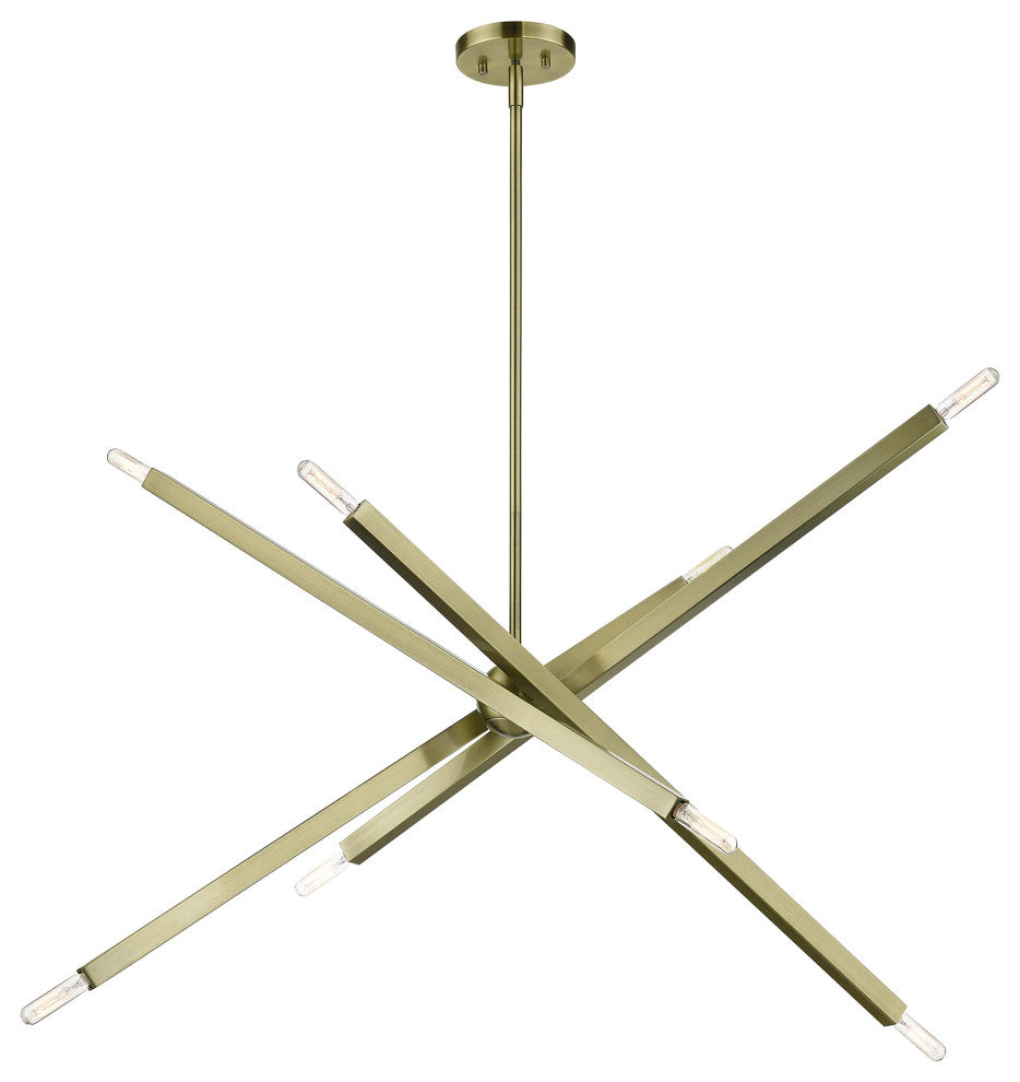 Livex Lighting Monaco 8-Light Antique Brass Large Linear Chandelier