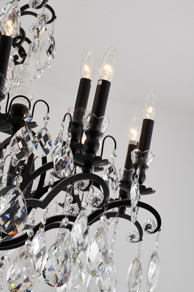 Clear Crystal Chandelier, Sandy Black