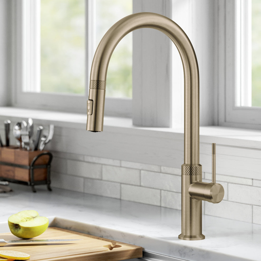 Oletto Pull-Down 1-Hole Kitchen Faucet, Brushed Gold, Model Kpf-2654bg