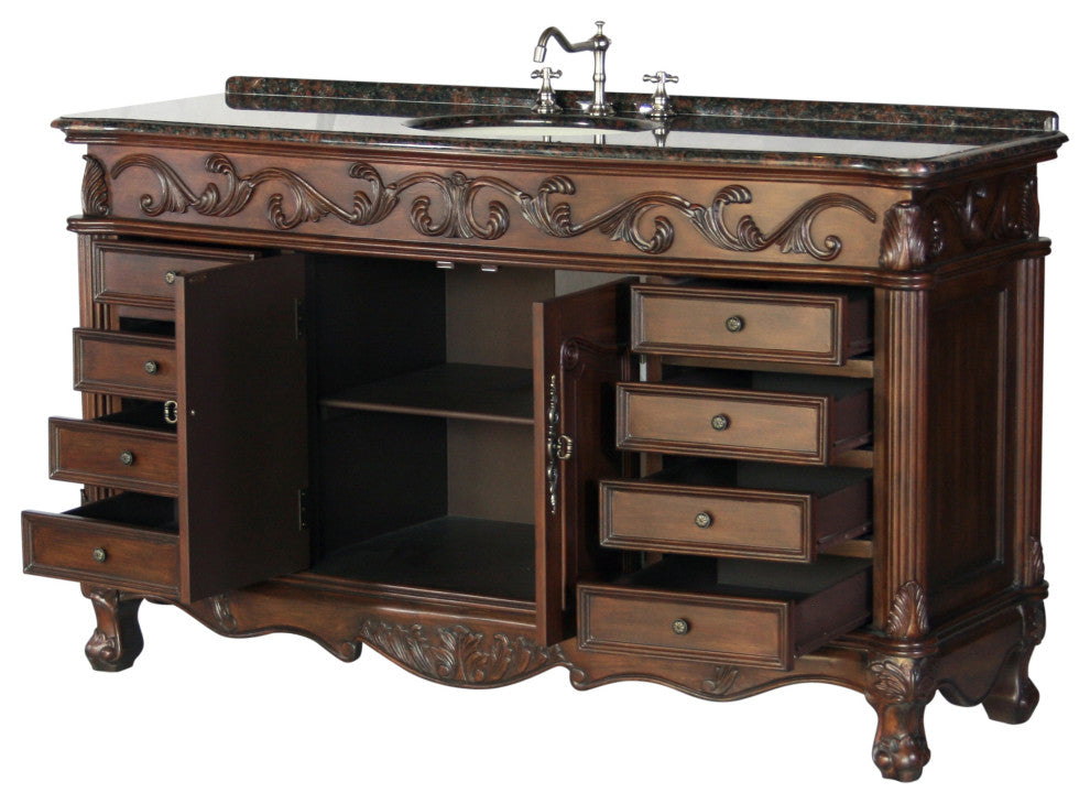 60-Inch Antique Style Single Sink Bathroom Vanity Model 3169L-BN