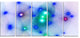 Blue Fractal Lights in Fog, Abstract Wall Art Canvas, 60"x28", 5 Panels
