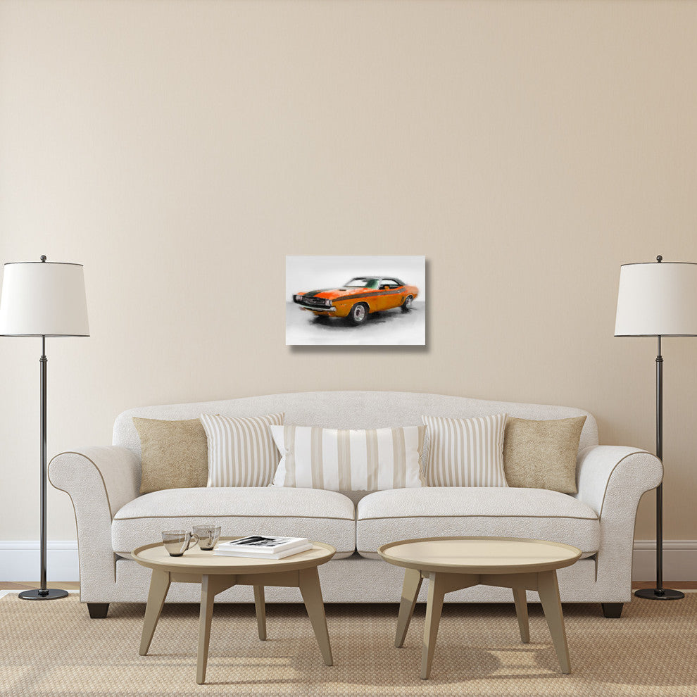 "1968 Dodge Challenger Watercolor" Fine Art Print