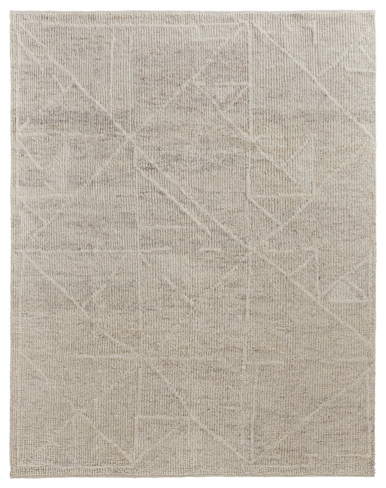 Weave & Wander Rheed Wool Rug, Ivory/Beige, 7ft-9in x 9ft-9in Rug