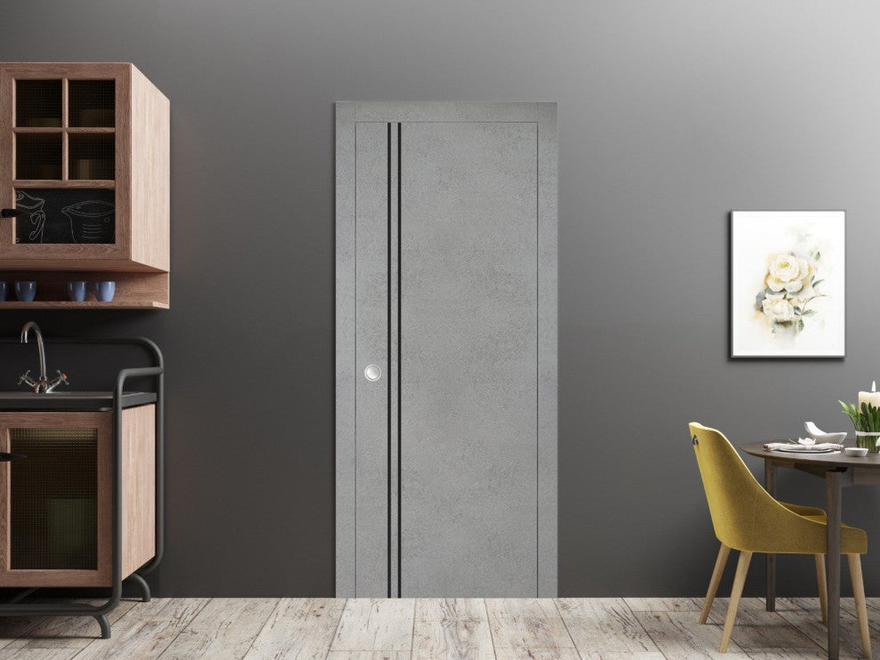 Slab Barn Door Panel 36 x 96 | Planum 0016 Concrete with  | Sturdy Finished