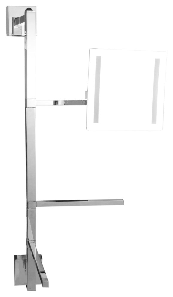 Ucore 8" Wall-Mounted 3X Magnifying LED Mirror With Towel Bar