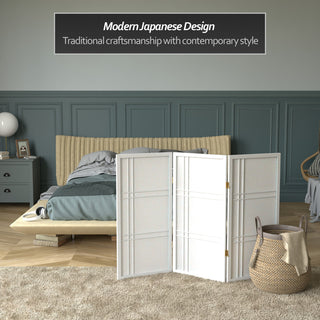 3' Tall Double Cross Shoji Screen, White, 3 Panels