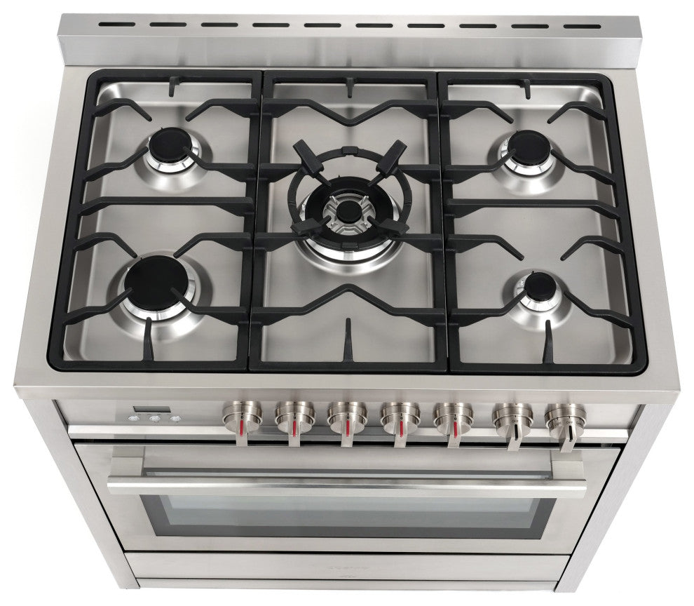 36" 3.8 Cu. Ft. Single Oven Dual Fuel Range and 36" Ducted Wall Mount Range Hood