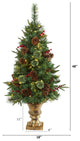 4' Pine, Pinecone and Berries Artificial Christmas Tree, Decorative Urn