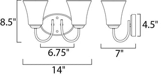 Maxim 10052 Logan 14"W Bath Light - Satin Nickel / Frosted Glass