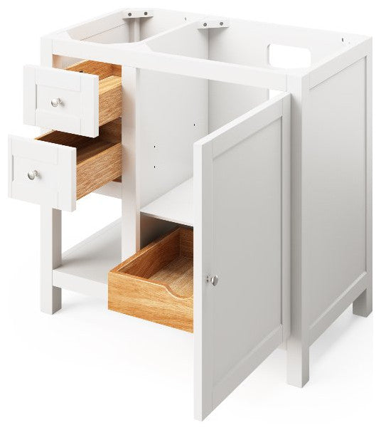 Astoria Transitional 36" White Right Offset Sink Vanity, Boulder Cultured Marble