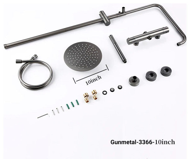 Wasser™ Shower Faucet With Handheld Shower Head, Gunmetal Grey, 10" Showerhead