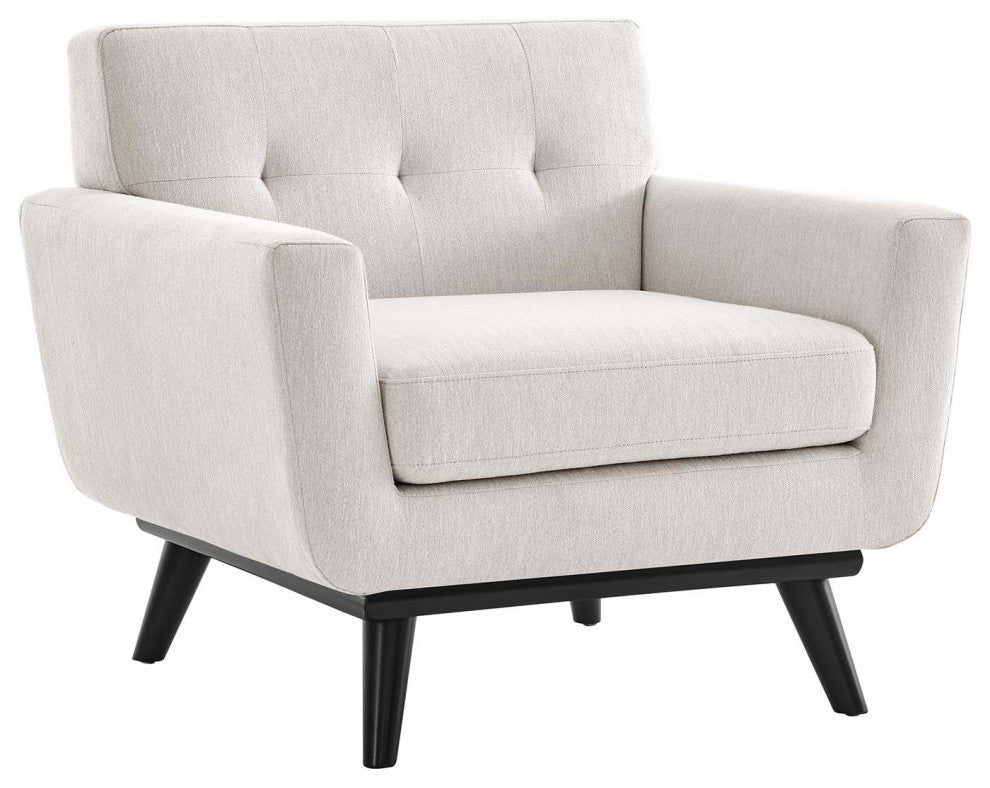 Engage Herringbone Fabric Armchair, Ivory