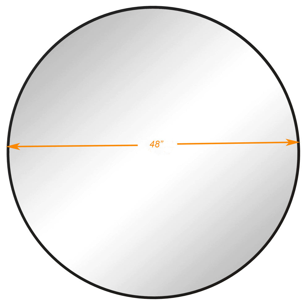 Round Framed Wall-Mounted Anti-fog Mirror, Black, 48" X 48"