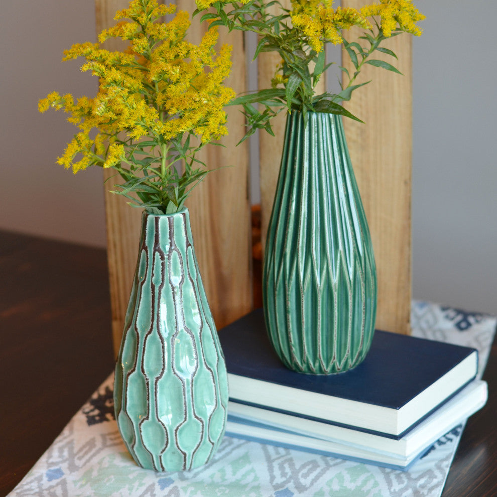 Geometric Green Vases