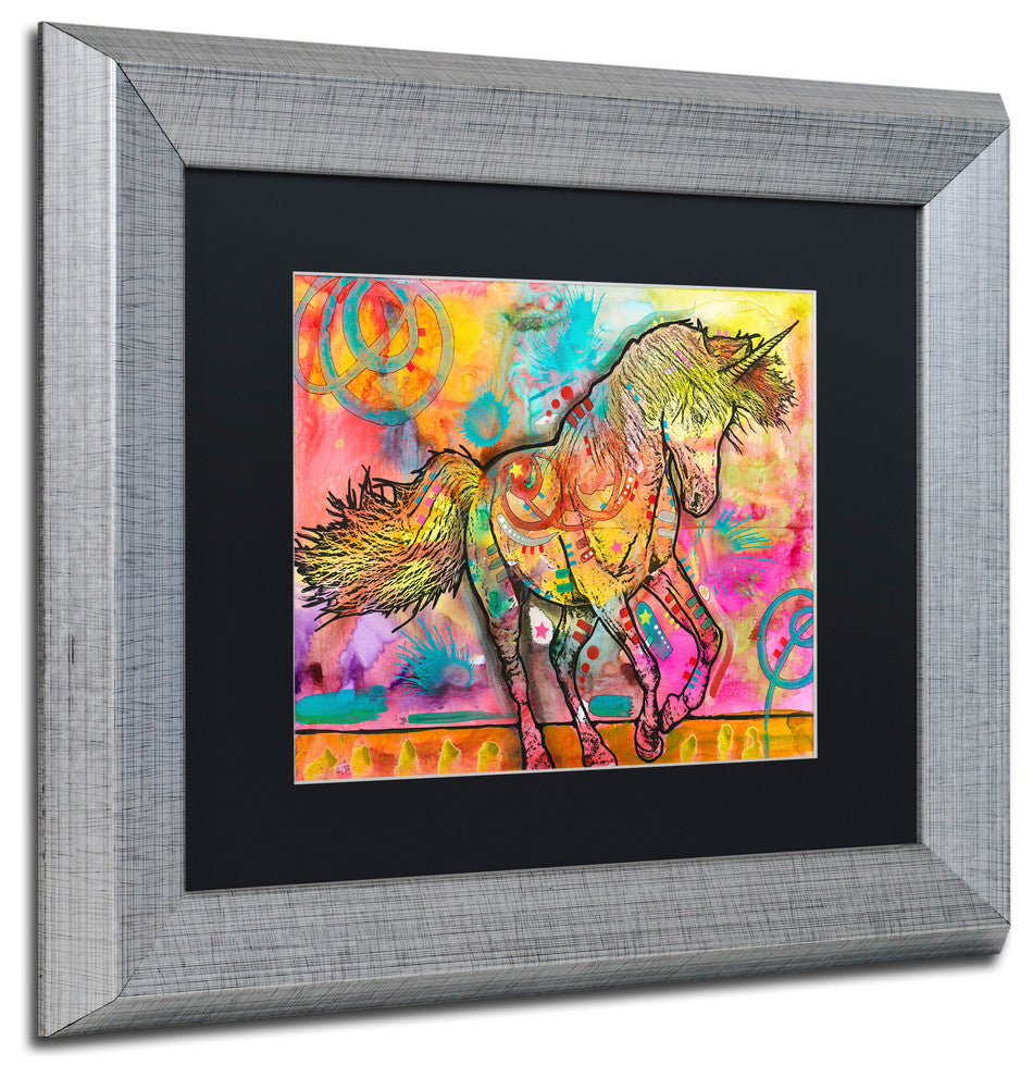 Dean Russo 'Unicorn' Art, Silver Frame, Black Mat, 14x11