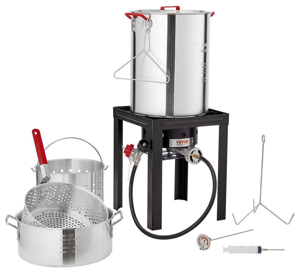 VEVOR 30Qt Turkey 10Qt Fish Deep Fryer Propane Boiler Steamer Stock Pot Outdoor