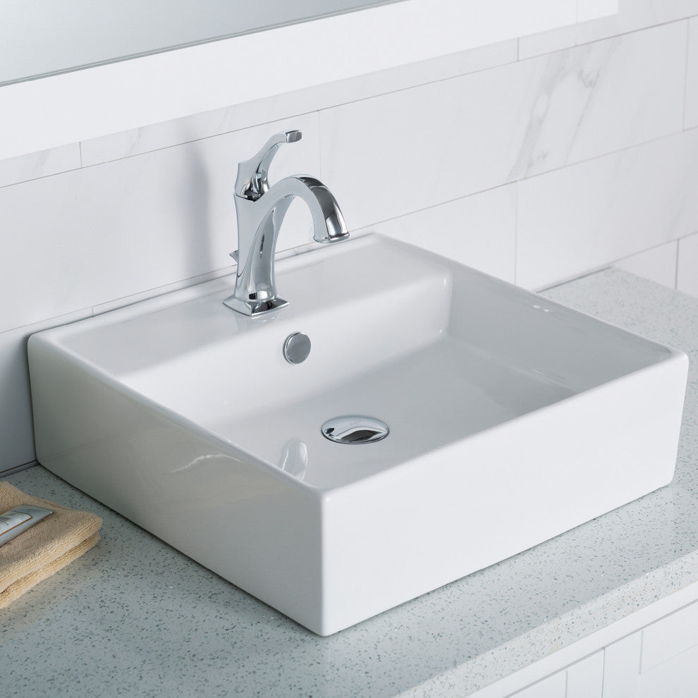 Elavo Ceramic Square Vessel White Sink