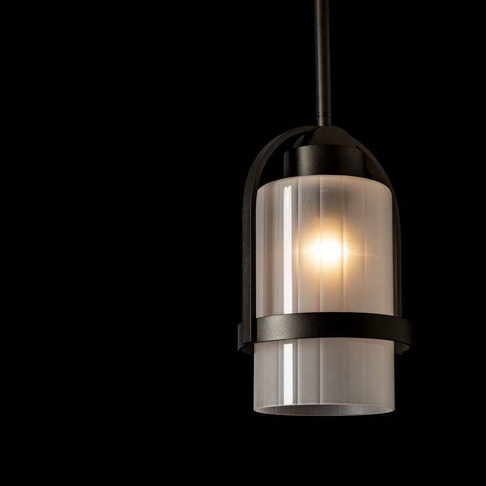 Alcove Outdoor Pendant Coastal Oil Rubbed Bronze Finish, Frosted Glass