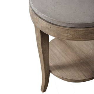 Uttermost Deka Round Contemporary Wood and Concrete Accent Table in Brown