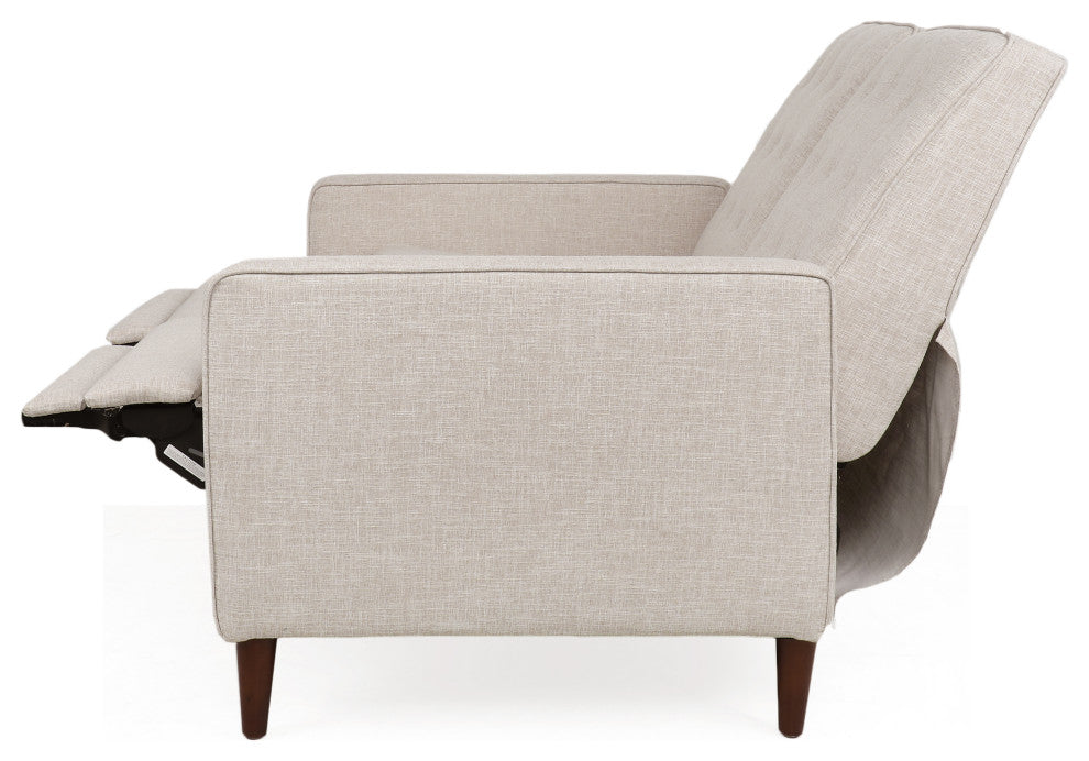Manville Tufted Loveseat Pushback Recliner, Wheat/Dark Espresso, Fabric