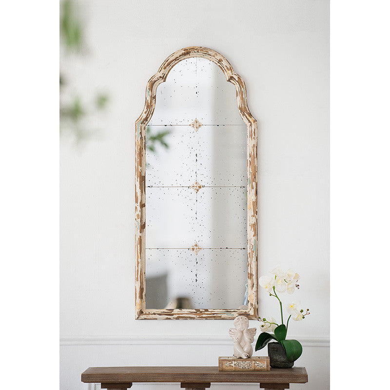 Gewnee 22" x 48" Large Cream & Gold Framed Wall Mirror