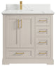 Boston 36" Left Offset Bath Vanity in Fine Grain 1.5" Calacatta Laza