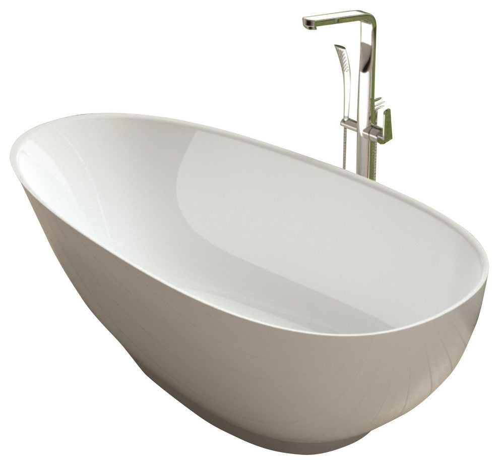 ADM Round Freestanding Bathtub, White, 63", Matte White