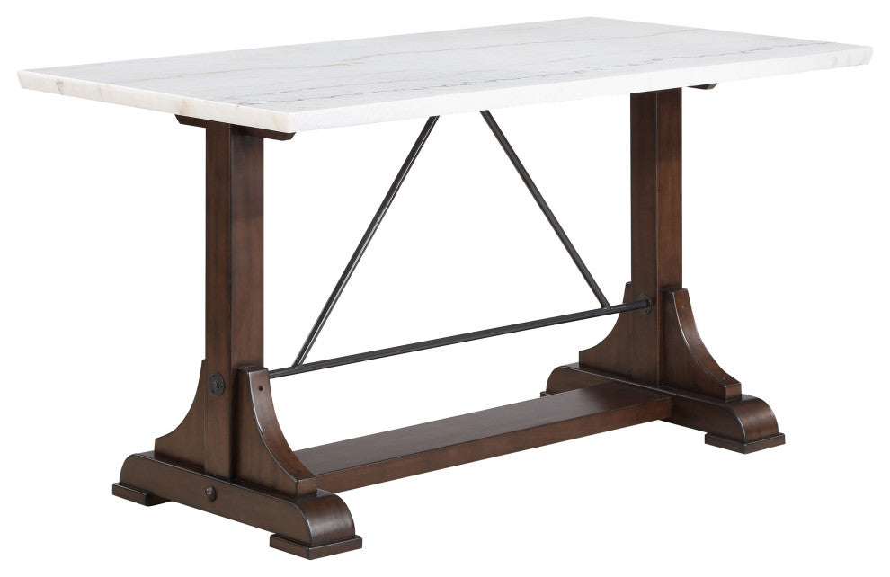 Aldrich 66" Marble Top Counter Height Dining Table White