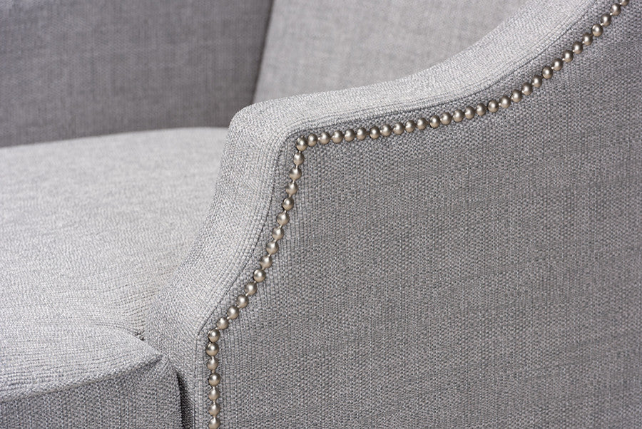 Leonie Gray Fabric Upholstered Wenge Browned Chaise Lounge