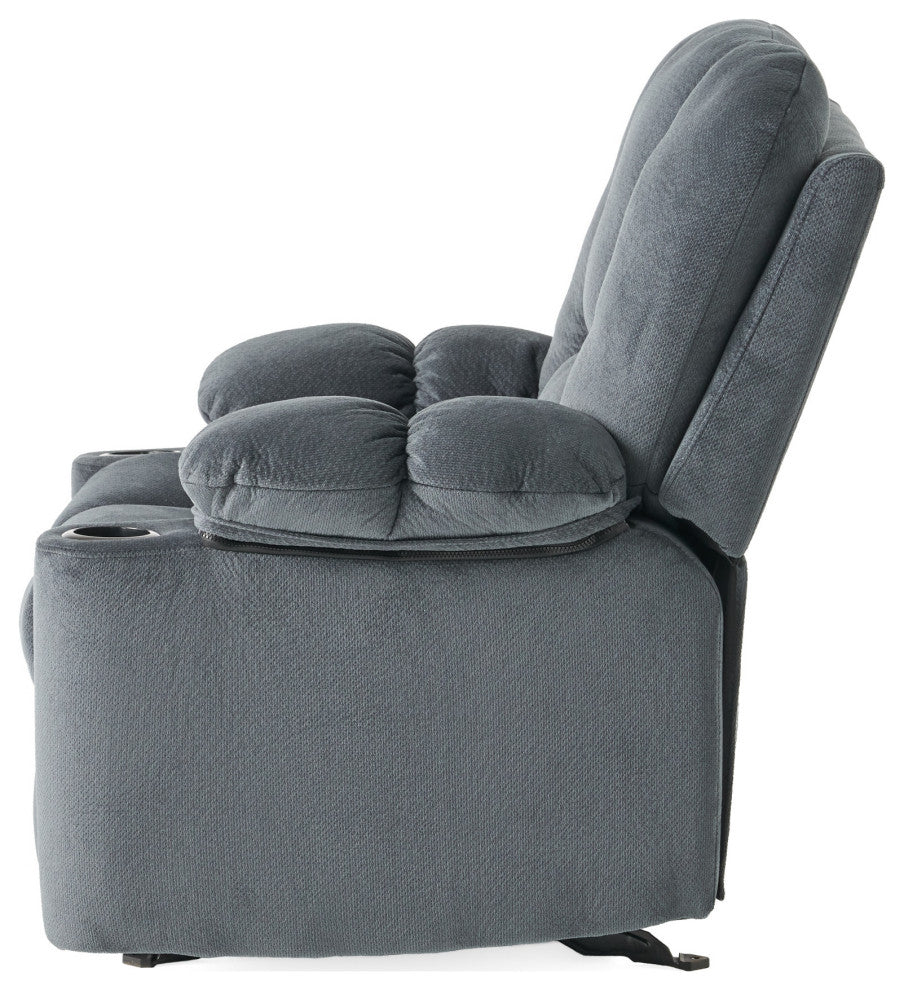 GDF Studio Raymond Steel Gray Fabric Glider Recliner