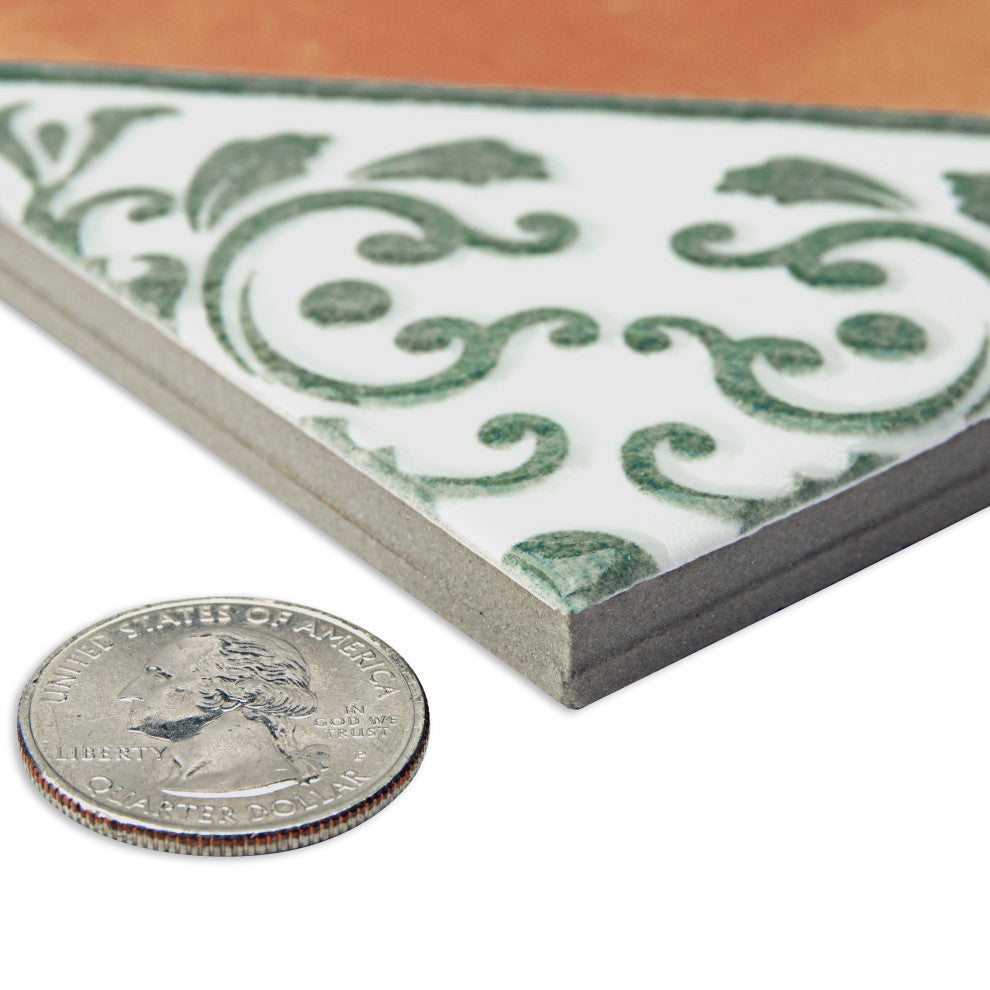 Sentier des Ocres Deco Green Porcelain Floor and Wall Tile