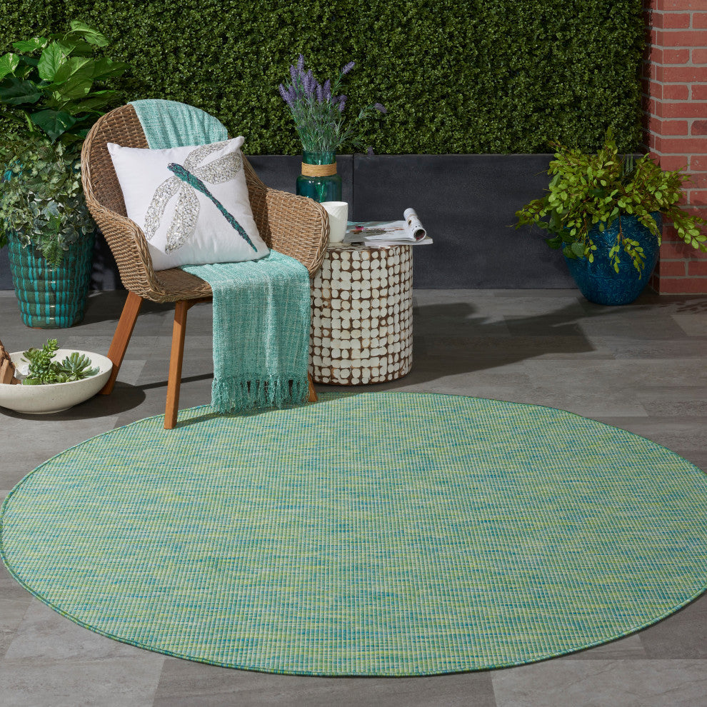 Nourison Positano Contemporary Area Rug, Blue/Green, 6'xround