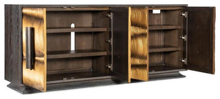 Melange Swaley Four Door Wood Credenza in Dark Brown Finish by Hooker Furniture