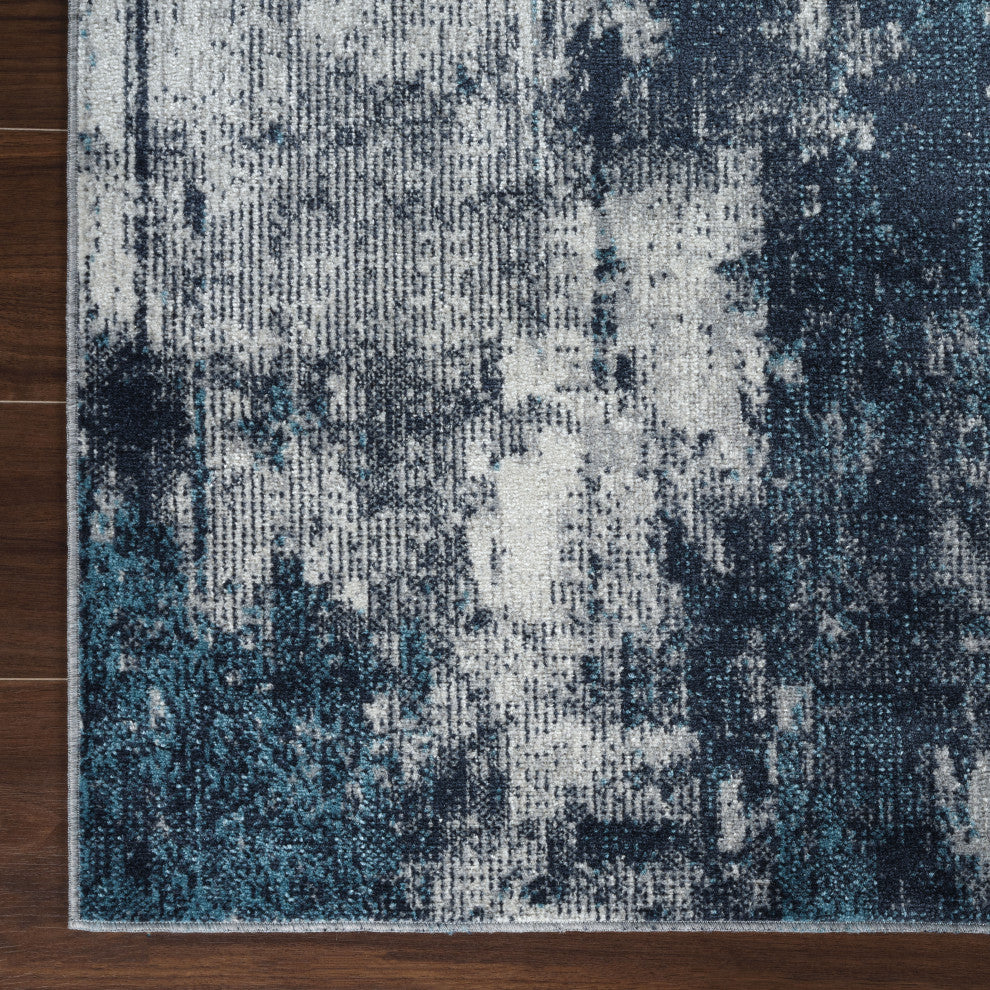 Machine Washable Liam Blue/Grey Runner