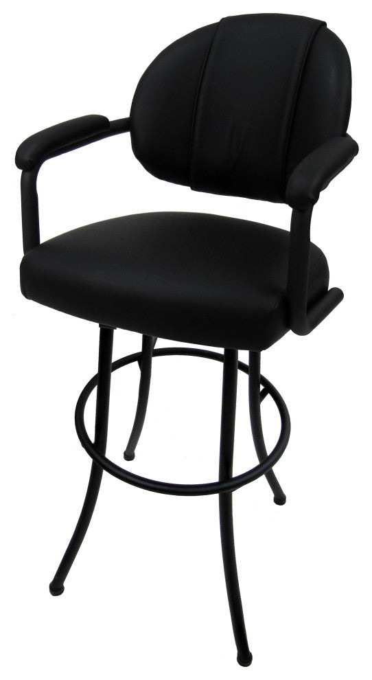 M-70 Swivel Bar Stool Metal Frame Counter 26", 30" Extra Tall 34", Black on Black, 30"